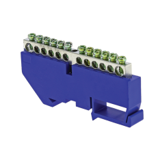 Шина ``0`` N (6x9мм) 12 отв, цинк синий изолятор на DIN-рейку EKF PROxima