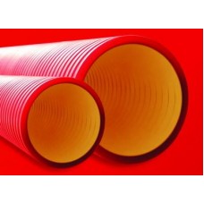 Двустенная труба ПНД жесткая для кабельной канализации д.110мм, SN12, 6м, цвет красный