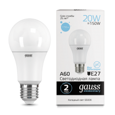 Лампа Gauss LED Elementary A60 20W E27 1750lm 6500K 1/10/50