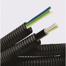 Электротруба ПНД гибкая гофр. д.16мм, цвет черный, с кабелем ВВГнг(А)-LS 3х2,5мм2 РЭК `ГОСТ+`, 50м