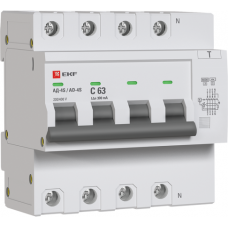 Дифференциальный автомат АД-4 S 63А/300мА (хар. C, AC, электронный, защита 270В)6кА EKF PROxima