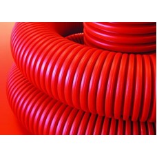 Двустенная труба ПНД гибкая для кабельной канализации д.110мм без протяжки, SN8, в бухте 100м, цвет красный