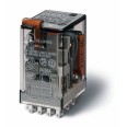 Миниатюрное универсальное электромеханическое реле монтаж в розетку 4CO 7A контакты AgNi катушка 220В DC степень защиты RTI опции: кнопка тест + мех.индикатор + LED + диод