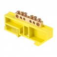 Шина ``0`` N (6х9мм) 6 отверстий латунь желтый изолятор на DIN-рейку розничный стикер EKF PROxima