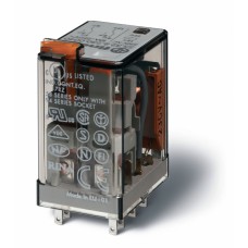 Миниатюрное универсальное электромеханическое реле монтаж в розетку 2CO 10A контакты AgNi катушка 12В DC степень защиты RTI опции: LED + диод