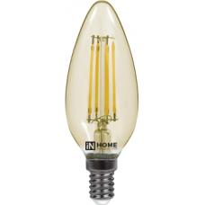 Лампа светодиодная LED-СВЕЧА-deco 7Вт 220В Е14 3000К 630Лм золотистая IN HOME