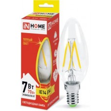 Лампа светодиодная LED-СВЕЧА-deco 7Вт 230В Е27 3000К 630Лм прозрачная IN HOME