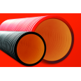 Двустенная труба ПНД жесткая для кабельной канализации д.160мм, SN6, 5,70м, цвет красный