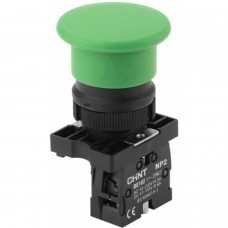 Кнопка управления `Грибок` Д.40мм с самовозвратом NP2-BC32 без подсветки зеленая 1НЗ IP40
