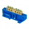 Шина ``0`` N (8х12мм) 6 отверстий латунь синий изолятор на DIN-рейку розничный стикер EKF PROxima