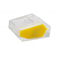 Зажим разветвительный втычной четырехгнездовой прозрачный с желтой вставкой макс.сечение 2,5 кв.мм 