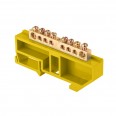 Шина ``0`` N (6х9мм) 8 отверстий латунь желтый изолятор на DIN-рейку EKF PROxima