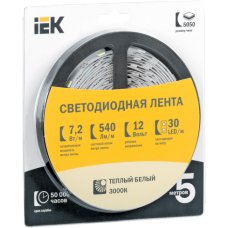 Лента LED 5м блистер LSR-3528W-WW120-9,6-IP65-12V IEK