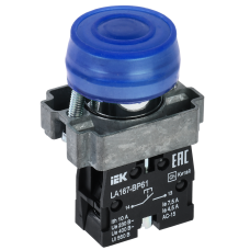 Кнопка LA167-BP61 d=22мм 1з синяя IEK
