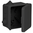 Коробка распаячная КМ41238 для открытой проводки с откидной крышкой 80х80х50мм IP54 7 гермовводов черная (RAL 9005) IEK