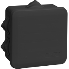 Коробка распаячная КМ41255 для открытой проводки с защелкивающейся крышкой 100х100х50мм IP44 6 гермовводов черная (RAL 9005) IEK