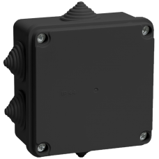 Коробка распаячная КМ41233 для открытой проводки 100х100х50мм IP44 6 гермовводов черная (RAL 9005) IEK