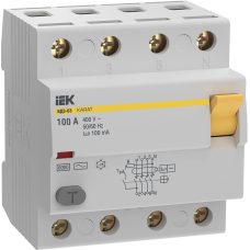 Выключатель дифференциальный (УЗО) KARAT ВД3-63 4P 100А 100мА 6кА тип AC IEK