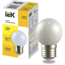 LIGHTING Лампа светодиодная декоративная G45 шар 1Вт 230В теплый белый E27 IEK