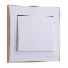 RAIN Выключатель белый с бок. вст. золото(10/120шт)