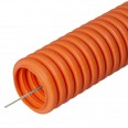Труба гофрированная ПНД тяжёлая 750 Н безгалогенная (HF) оранжевая с/з d40 мм (15 м/960 м уп/пал) Пр