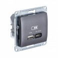 GLOSSA USB РОЗЕТКА А + тип-С 45Вт высокоскор.заряд. QC, PD, механизм, ГРАФИТ