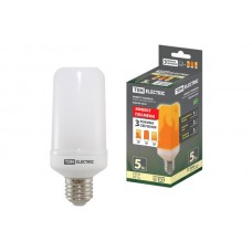 Лампа светодиодная `Эффект пламени` Т65-5 Вт-230 В-1500 К-E27 (65х138) TDM