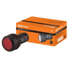 Кнопка SB7-CWL3465 с фиксацией, 1НО+1НЗ, d22 мм, с подсветкой 220 В LED, красная, IP54 TDM