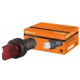 Переключатель на 3 положения SB7-CK3465 с фиксацией, 1НО+1НЗ, стандартная ручка, d22 мм, с подсветкой 220 В LED, красный, IP40 TDM