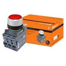 Кнопка с фиксацией MP2-21R(LED) в сборе d22мм/220В 1з+1р красная TDM