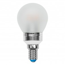 LED-G45P-5W/WW/E14/FR ALC02SL PROMO Лампа светодиодная. Форма «шар», матовая колба. Серия Crystal. Материал корпуса алюминий. Теплый белый свет. Пластик. ТМ Uniel.