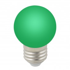 LED-G45-1W/GREEN/E27/FR/С Лампа декоративная светодиодная. Форма `шар`, матовая. Цвет зеленый. Картон. ТМ Volpe.