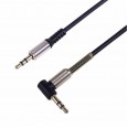 Аудио кабель 3,5 мм штекер-штекер угловой, металлические разъемы, 1 м черный REXANT