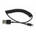 USB кабель для iPhone 5/6/7 моделей шнур спираль 1 м черный