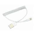 USB кабель для iPhone 5/6/7 моделей шнур спираль 1 м белый