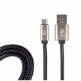 USB кабель micro USB, шнур в кожаной оплетке черный