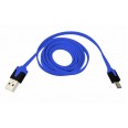 USB кабель универсальный microUSB шнур плоский 1 м синий