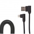 USB кабель для iPhone 5/6/7/8/X моделей, шнур «SOFT TOUCH» 1 м, черный (угловые разьемы)