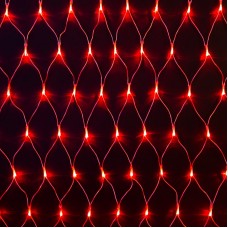 Гирлянда `Сеть` 2х1,5м, свечение с динамикой, прозрачный ПВХ, 288 LED, 230 В, цвет: Красный