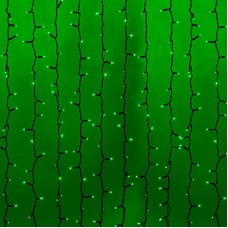 Гирлянда `Светодиодный Дождь` 2х1,5м, постоянное свечение, черный провод, 230 В, диоды ЗЕЛЁНЫЕ, 360 LED