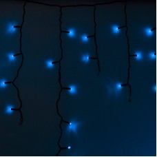 Гирлянда Айсикл (бахрома) светодиодный, 2,4 х 0,6 м, черный провод, 230 В, диоды синие, 88 LED NEON-NIGHT