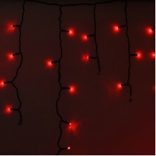 Гирлянда Айсикл (бахрома) светодиодный, 2,4 х 0,6 м, черный провод, 230 В, диоды красные, 88 LED NEON-NIGHT