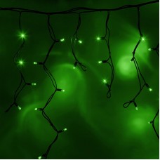 Гирлянда Айсикл (бахрома) светодиодный, 5,6 х 0,9 м, черный провод `КАУЧУК`, 230 В, диоды зеленые, 240 LED NEON-NIGHT