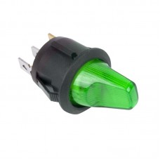 Выключатель клавишный круглый 12V 16А (3с) ON-OFF зеленый с подсветкой REXANT