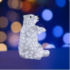 Акриловая светодиодная фигура `Белый медведь` 36х41х53 см, 200 светодиодов, IP65, понижающий трансформатор в комплекте, NEON-NIGHT