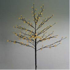 Дерево комнатное `Сакура`, коричневый цвет ствола и веток, высота 1.2 метра, 80 светодиодов желтого цвета, трансформатор IP44 NEON-NIGHT