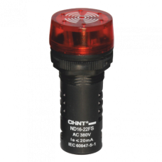 ND16-22FS Сигнализатор звуковой 22 мм красный LED АС/DC24В IP65 прерывистый(CHINT)