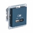 ATLASDESIGN USB РОЗЕТКА A + тип-C 45Вт высокоскор.заряд. QC,PD, механизм, ИЗУМРУД
