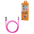 Дата-кабель, ДК 19, USB - micro USB, 1 м, силиконовая оплетка, розовый, TDM